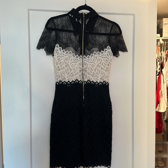 SANDRO SZ34 LACE DRESS ｜Tie Neck Lace Sheath Dress - Picture 7 of 8
